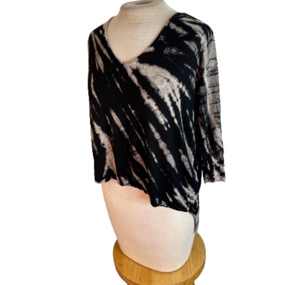 Tryst Tops - Tryst High Low Tie Dye Knit Top T Tee Shirt Black